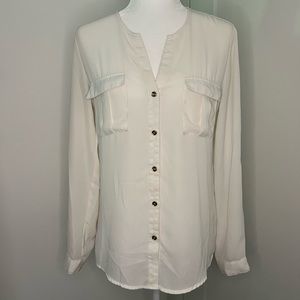White Sheer Button Blouse
